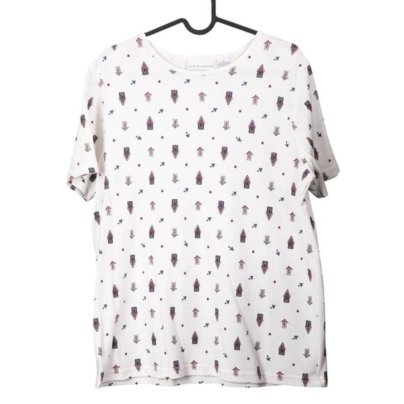 croft & barrow Tops - Y2K Patriotic TShirt M 90s Birds Birdhouse July 4th USA Red White Blue Cotton